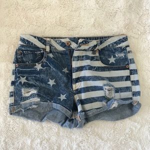 American Flag Jean Shorts
